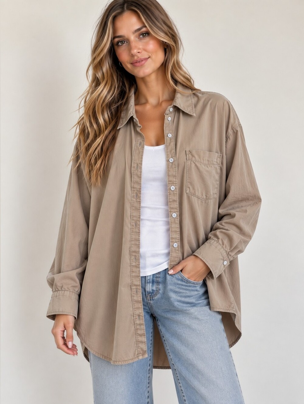 Maeve by Anthropologie Oversized Cotton Button-Up